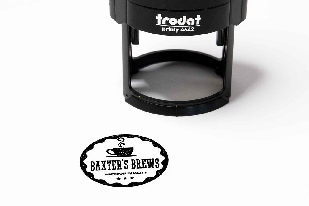 Baxter's Brew Coffee Logo Self Inking Rubber Stamp Trodat Printy 4642