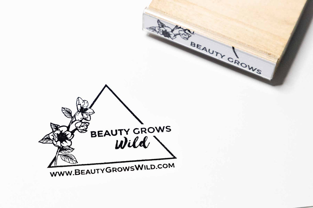 Beauty Grows Wild Wooden Rubber Logo Stamp
